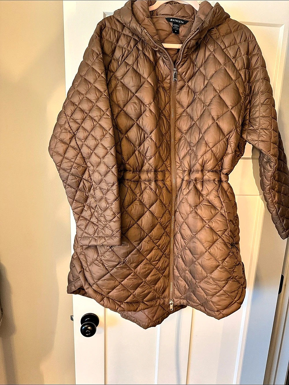 Athleta Alight Jacket Quilted Hooded Brown 1X